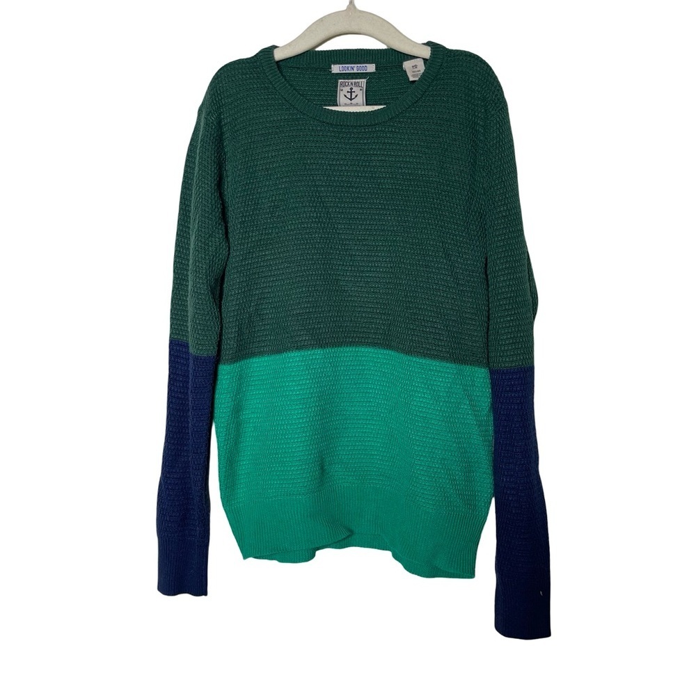 Scotch & Soda boy green navy knit pullover sz 10